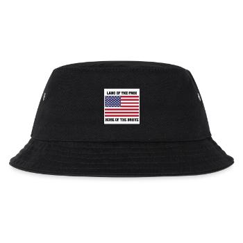 Patriotische amerikanische Flagge mit fettem Text - Kinder Bucket Hat - Schwarz - Vorne