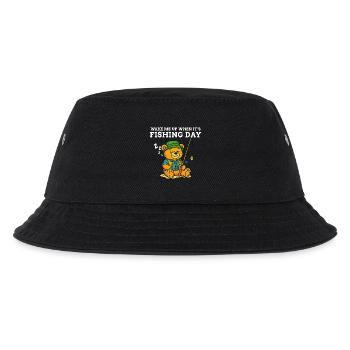 Weck mich auf, wenn Angeltag ist - Angelhumor - Kinder Bucket Hat - Schwarz - Vorne