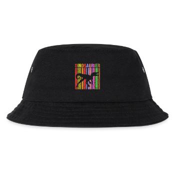 Dinosaurier Silhouette mit Farbdetails - Kinder Bucket Hat - Schwarz - Vorne
