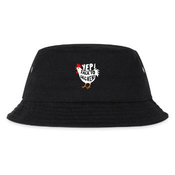 Ja, ich spreche mit Hühnern - Kinder Bucket Hat - Schwarz - Vorne