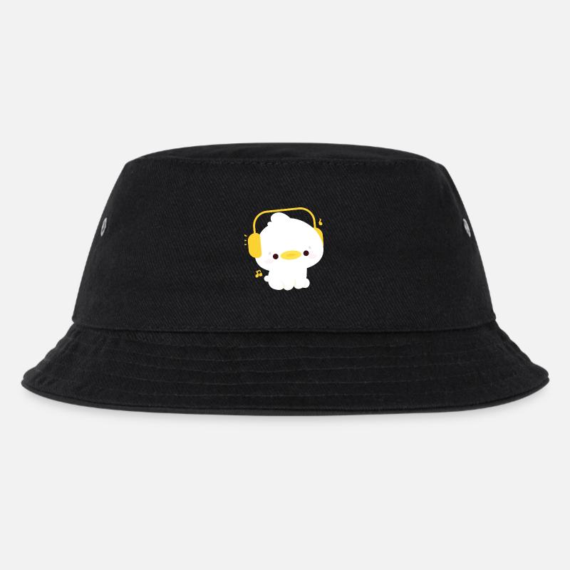 Ente mit Kopfhörern - Kinder Bucket Hat - Schwarz