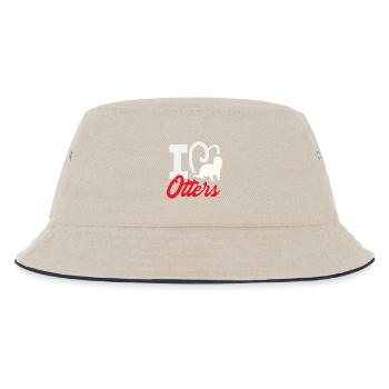 I Heart Otters Sea Otter Cartoon - Kids’ Bucket Hat - ecru/navy - Front