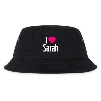 I Love Sarah Pinkes Herz Ich liebe Sarah - Kinder Bucket Hat - Schwarz - Vorne