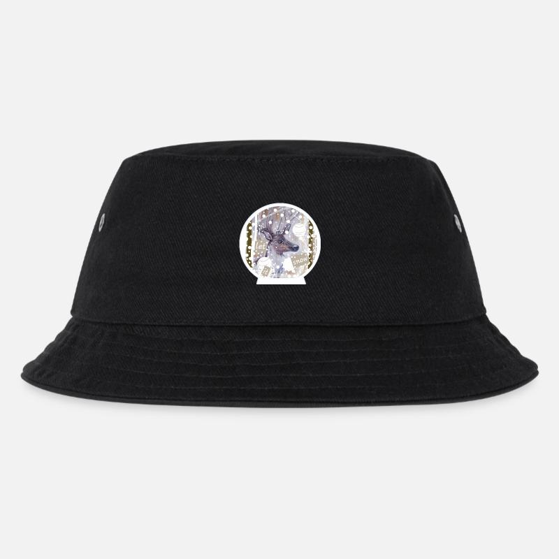Schneekugel Hirsch  - Kinder Bucket Hat - Schwarz