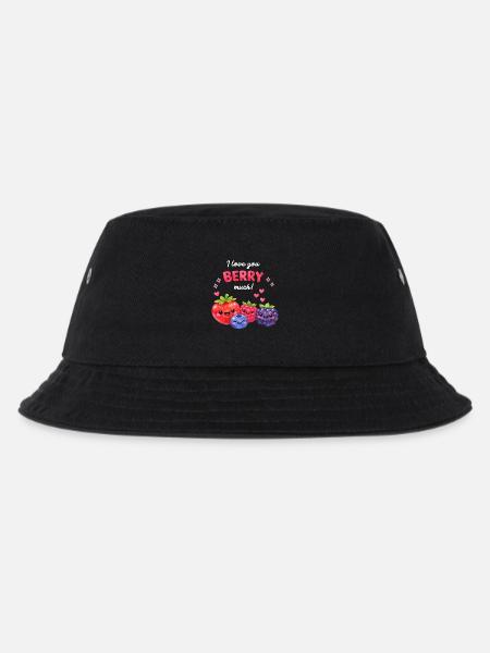 I Love You Berry Much Kawaii Beeren Liebe Pärchen - Kinder Bucket Hat - Schwarz