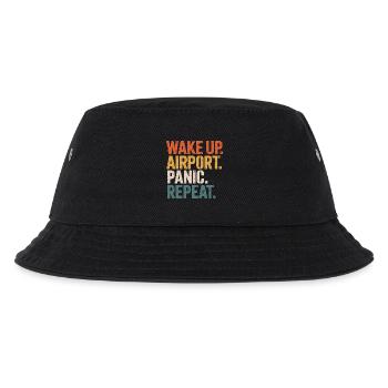 Wake Up Airport Panic Repeat Travel - Kids’ Bucket Hat - black - Front