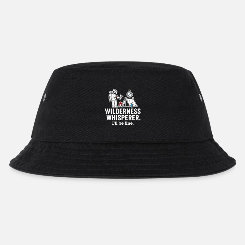 Wilderness Whisperer Camping Abenteuer - Kinder Bucket Hat - Schwarz