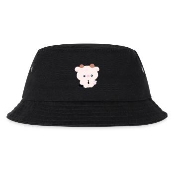 Kawaii Cow in Tie with Coffee - Kids’ Bucket Hat - black - Front