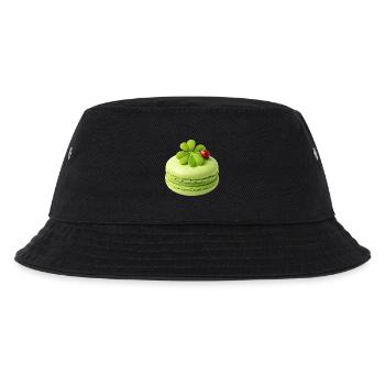 Macaron vert avec trèfle porte-bonheur - Bob Enfant - noir - Devant