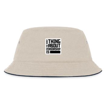 The Worst Thing About Censorship Is Lustig Ironie - Kinder Bucket Hat - Natur/Navy - Vorne