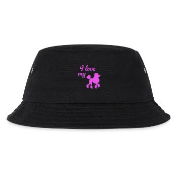 Pudel pink Hunde Bello Gassi Love Hundehalter Fan - Kinder Bucket Hat - Schwarz - Vorne