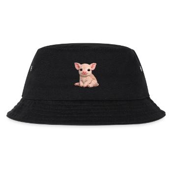 Ferkel-Kuschel-Illustration - Kinder Bucket Hat - Schwarz - Vorne