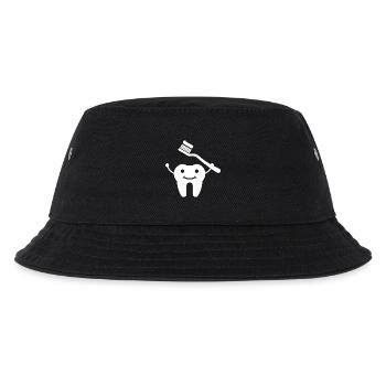 Tooth with toothbrush - Kids’ Bucket Hat - black - Front