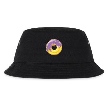 Donut mit violettem Guss und bunten Streuseln - Kinder Bucket Hat - Schwarz - Vorne
