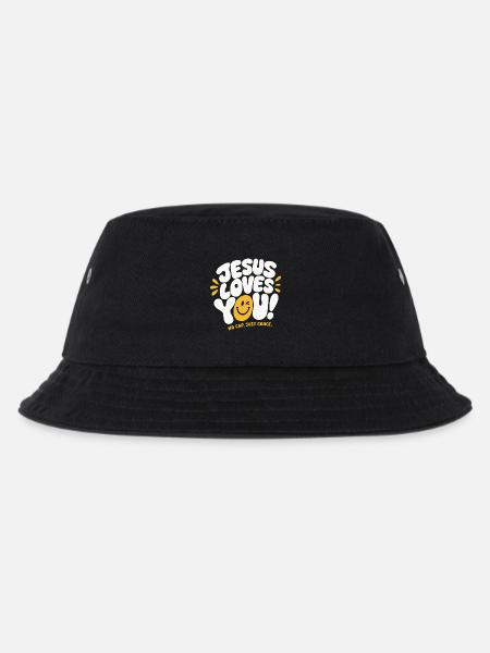 Jesus Loves You Grace Design - Kinder Bucket Hat - Schwarz
