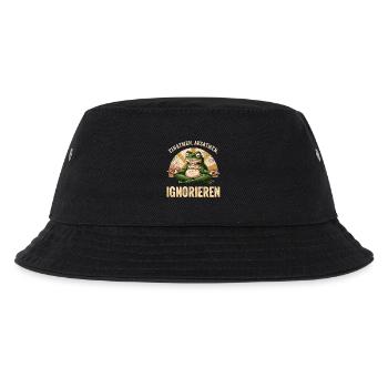 Meditation Frosch Anti Stress Achtsamkeit Spruch - Kinder Bucket Hat - Schwarz - Vorne