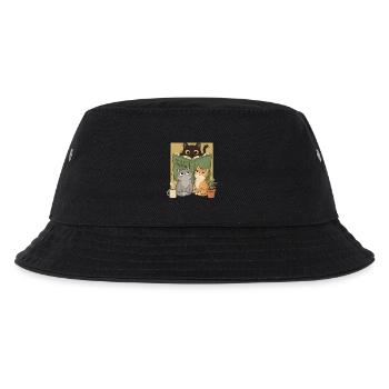 Retro Neugierige Lesekatze Graphic Book Lover Cat - Kinder Bucket Hat - Schwarz - Vorne