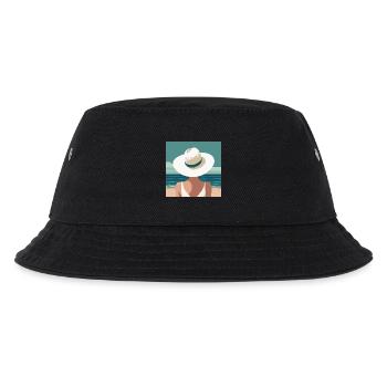 Frau mit Hut am Strand - Kinder Bucket Hat - Schwarz - Vorne