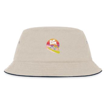 Lay the Snow Snowboarder Design - Kids’ Bucket Hat - ecru/navy - Front