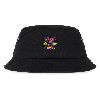 Neon Party Oldschool Color Glow UV - Kinder Bucket Hat - Schwarz - Vorne