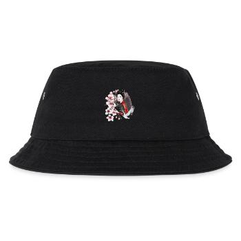 Japanische Geisha mit Kranichen und Kirschblüten - Kinder Bucket Hat - Schwarz - Vorne