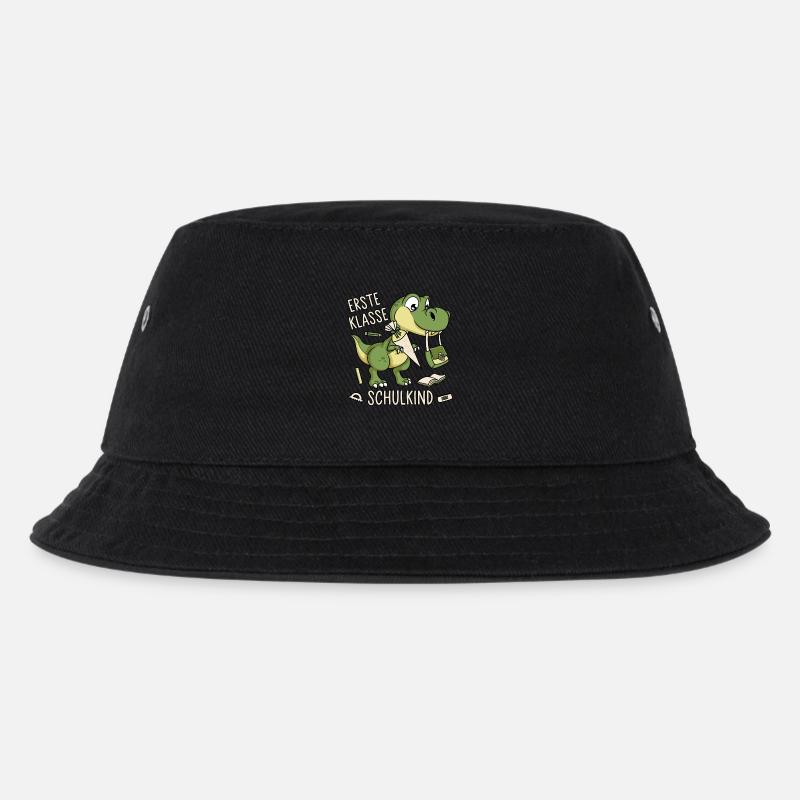 Schule Einschulung Dinosaurier Dino Schulkind - Kinder Bucket Hat - Schwarz