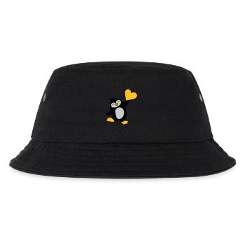 Friendly penguin shows heart - Kids’ Bucket Hat - black - Front