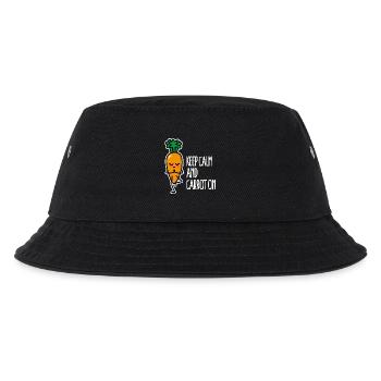 Lustige Yoga Wortspiel, Keep calm and carrot on - Kinder Bucket Hat - Schwarz - Vorne