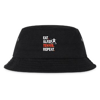 Tennis Shirt Eat Sleep Tennis Repeat Design - Kinder Bucket Hat - Schwarz - Vorne