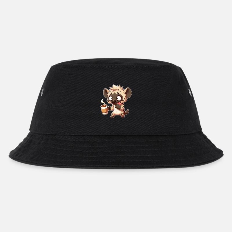 Hyäne Kaffee Kaffeeliebhaber Koffein Lustig - Kinder Bucket Hat - Schwarz
