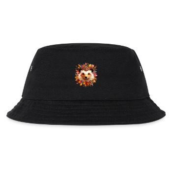 schöner Igel, gestaltet aus verschiedenen Blättern - Kinder Bucket Hat - Schwarz - Vorne