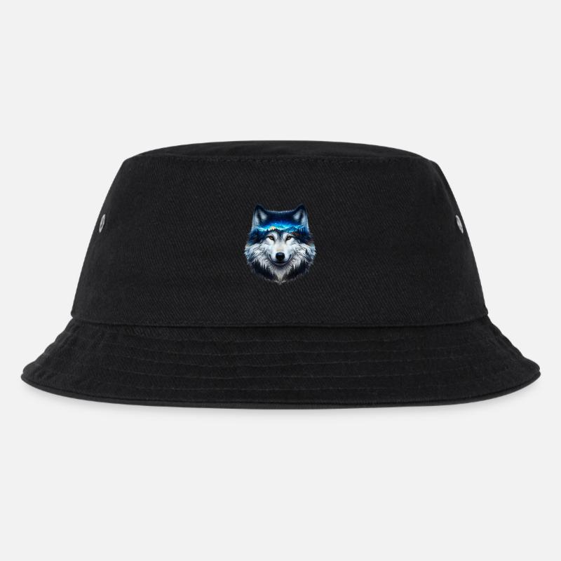 Wolf - Kinder Bucket Hat - Schwarz