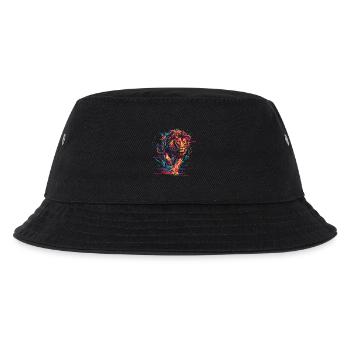 Lion Running Lion Head Neon Colorful Predator - Kids’ Bucket Hat - black - Front