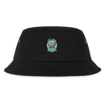 Keep Calm and Carry On - Erschreckte Katze & Weish - Kinder Bucket Hat - Schwarz - Vorne