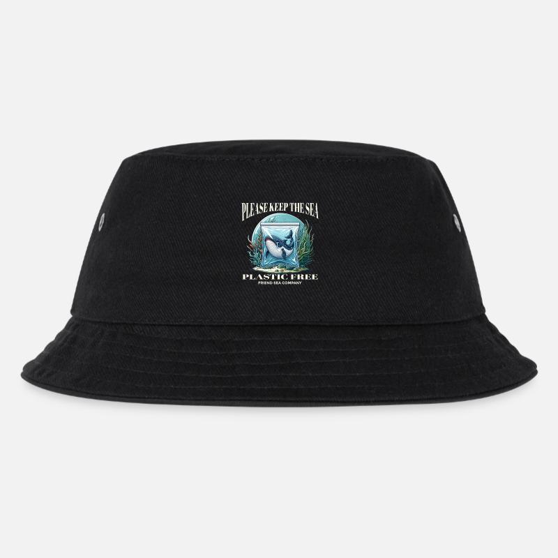 Wale und Plastik - Kinder Bucket Hat - Schwarz