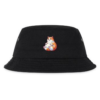 Chubby Tabby Cat Relaxing Illustration - Kids’ Bucket Hat - black - Front