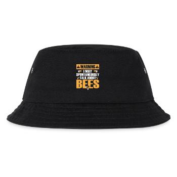 Warning I May Spontaneously Talk About Bees Beekee - Kinder Bucket Hat - Schwarz - Vorne