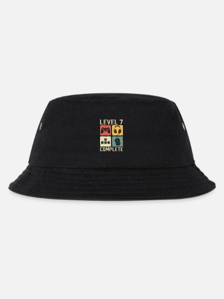 7th Birthday Level 7 Complete Gamer 7 Years - Kids’ Bucket Hat - black
