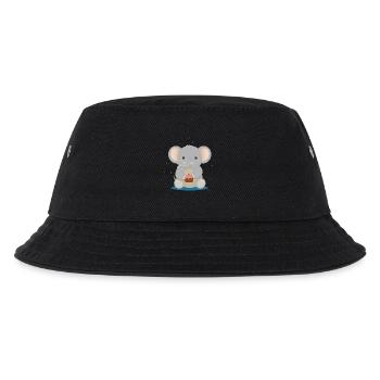 Geburtstags-Elefant mit Törtchen – Süßes Tiermotiv - Kinder Bucket Hat - Schwarz - Vorne