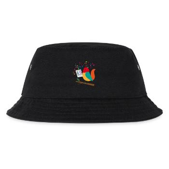Singender Vogel mit bunten Noten – Musikmotiv - Kinder Bucket Hat - Schwarz - Vorne