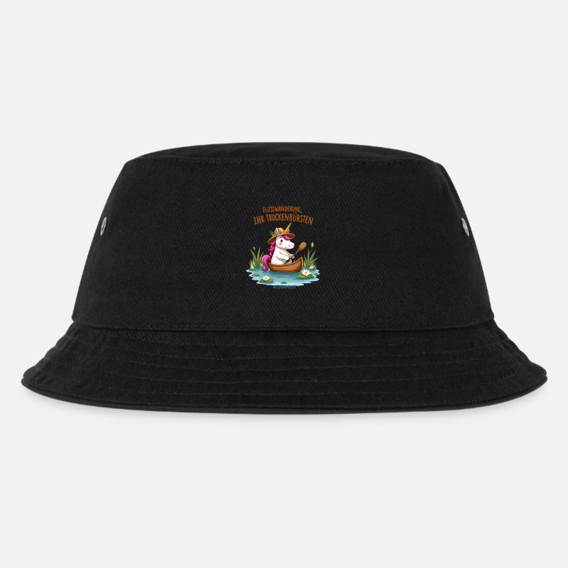 Einhorn Kanufahrt - Kinder Bucket Hat - Schwarz