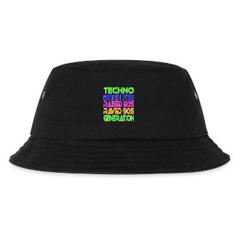 Techno Generation - Kinder Bucket Hat - Schwarz - Vorne