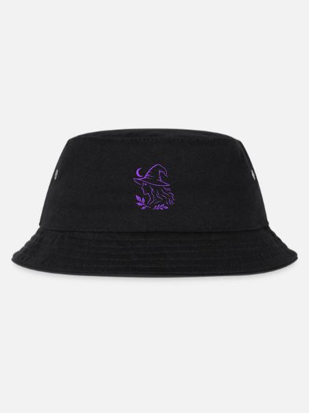 Hexe Silhouette Mond Witchcore Motiv - Kinder Bucket Hat - Schwarz