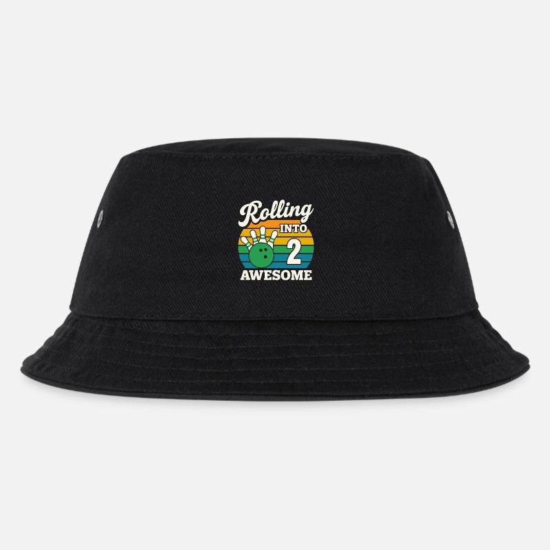 Rolling Into 2 with Bowling Ball - Kids’ Bucket Hat - black