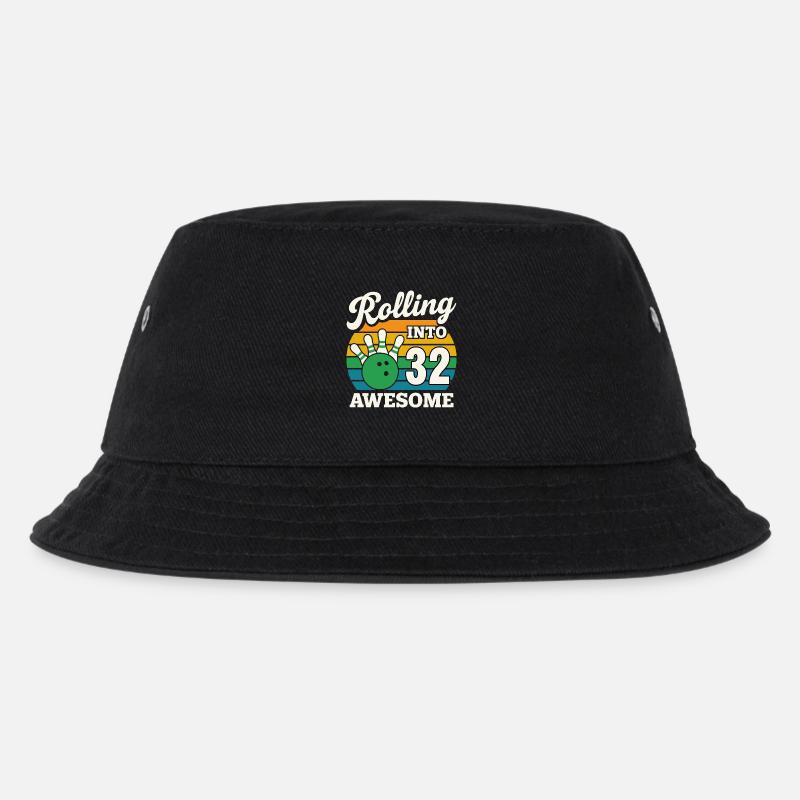 Retro Bowling 32. Geburtstag Design - Kinder Bucket Hat - Schwarz