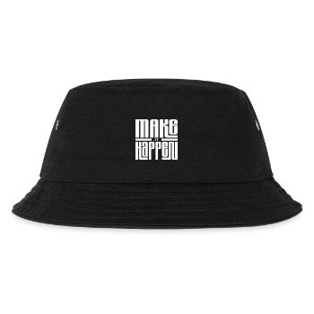 Ausdruck von Freude in linearer Typografie - Kinder Bucket Hat - Schwarz - Vorne