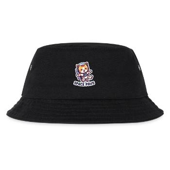 Space Paws – Pixel Cat in Space - Kinder Bucket Hat - Schwarz - Vorne