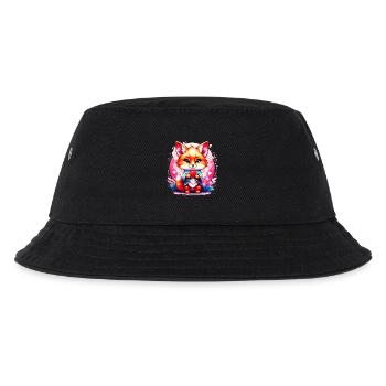 Kawaii Chibi Fuchs - Kinder Bucket Hat - Schwarz - Vorne