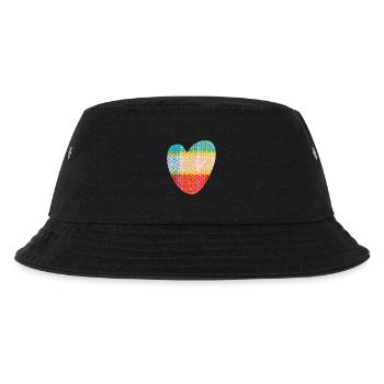 Herz Stoff Textil Love Liebe Muster Valentinstag - Kinder Bucket Hat - Schwarz - Vorne
