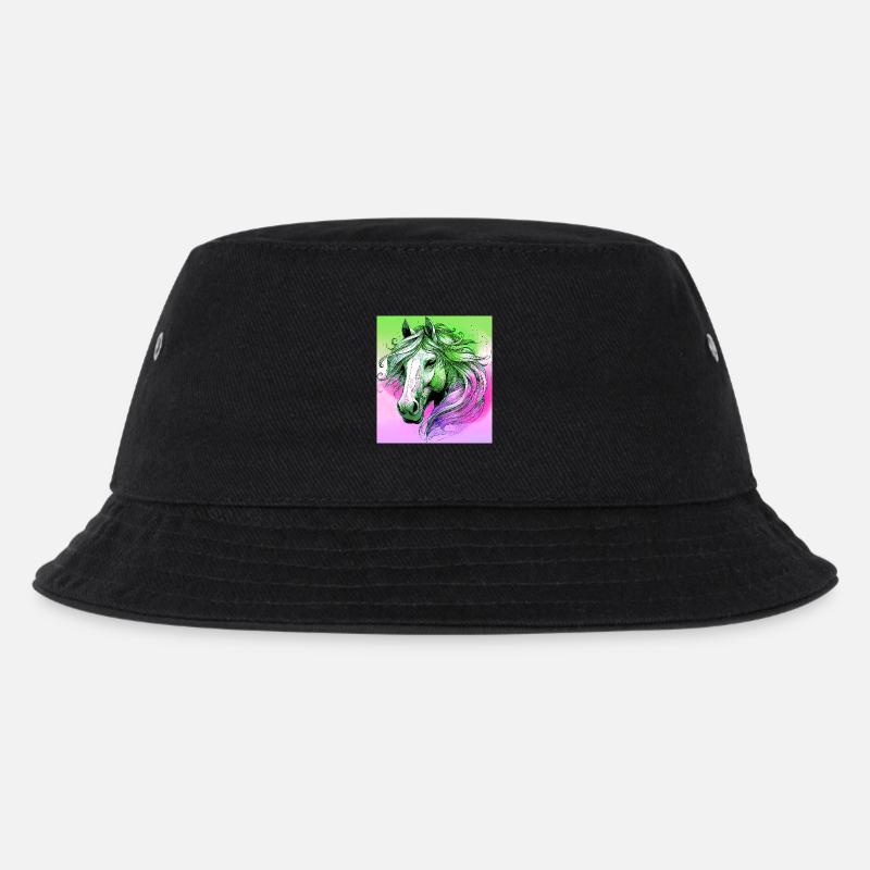 Pferd - Kinder Bucket Hat - Schwarz
